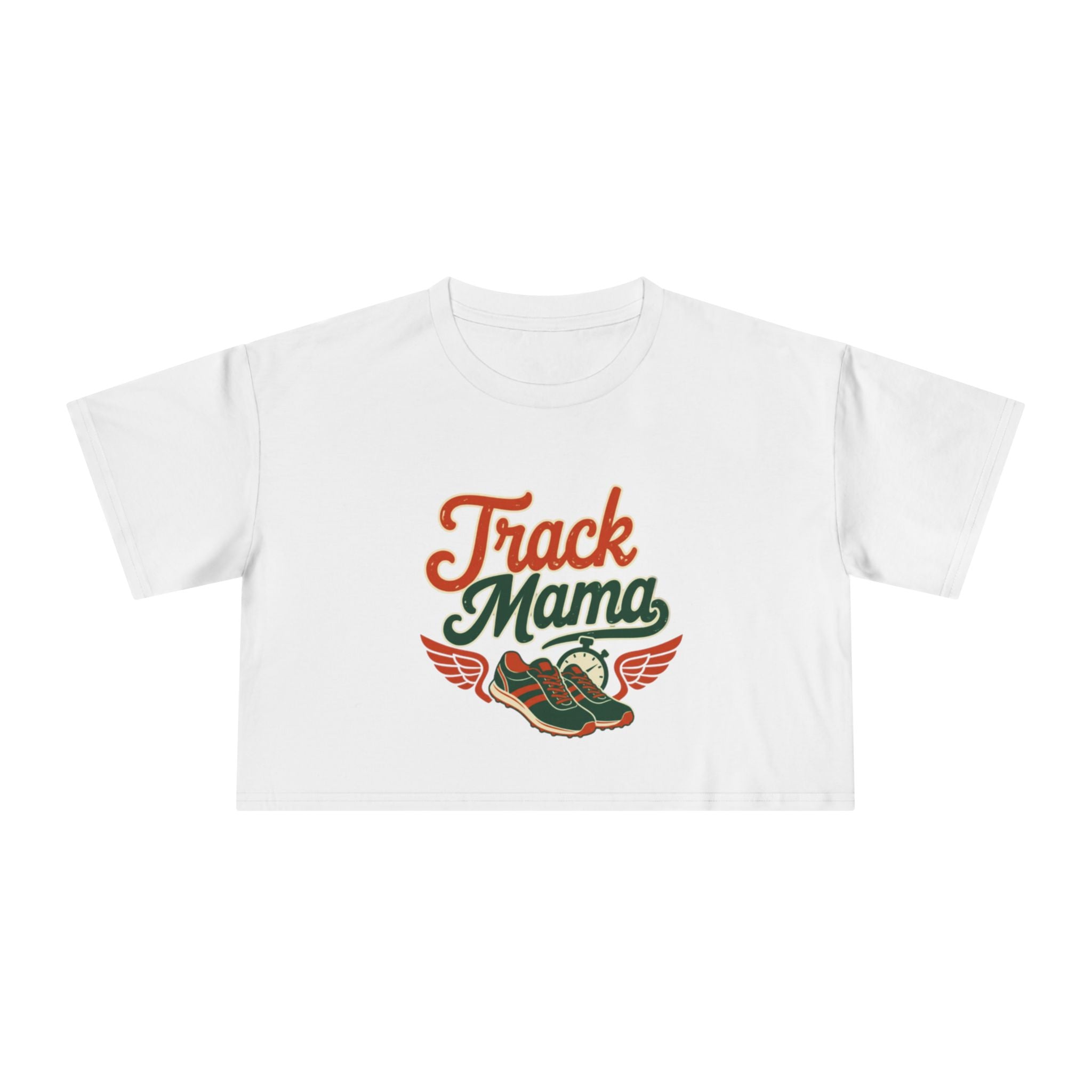 Track Mama Crop Tee | Retro Track and Field Graphic, Mom Sports Top - Magnolia Wild SC