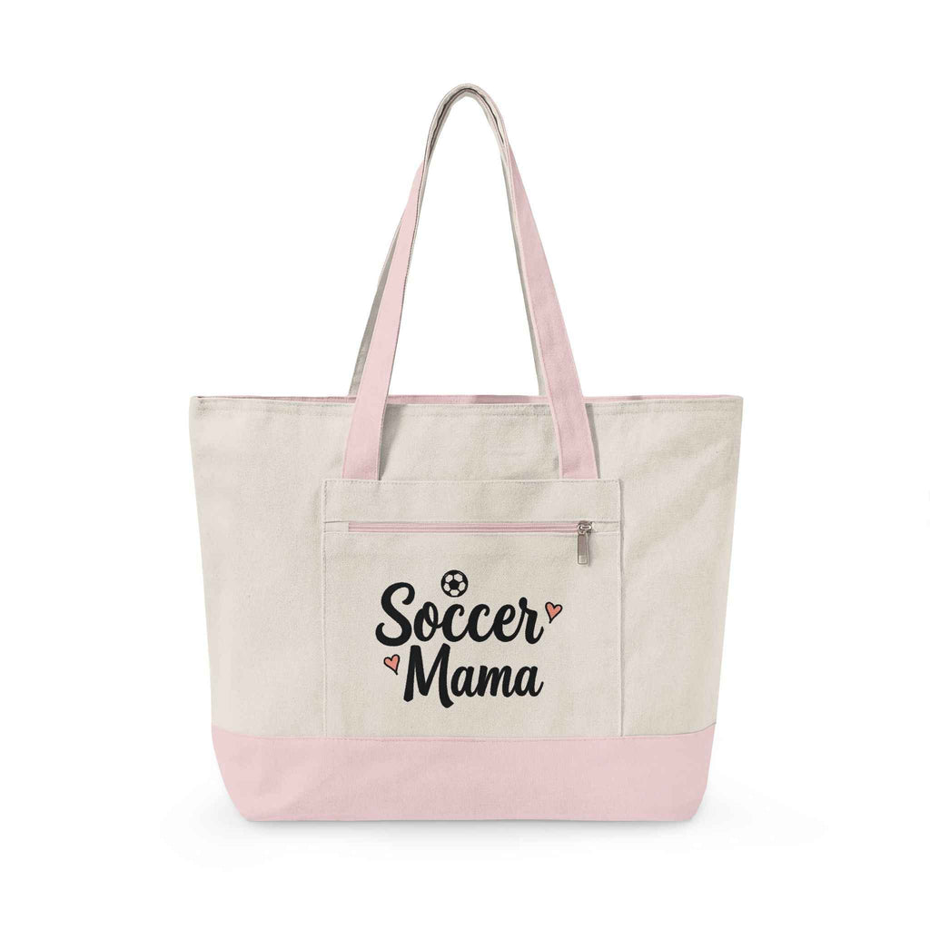 Personalized Soccer Mama Zippered Canvas Tote — Game Day Essential