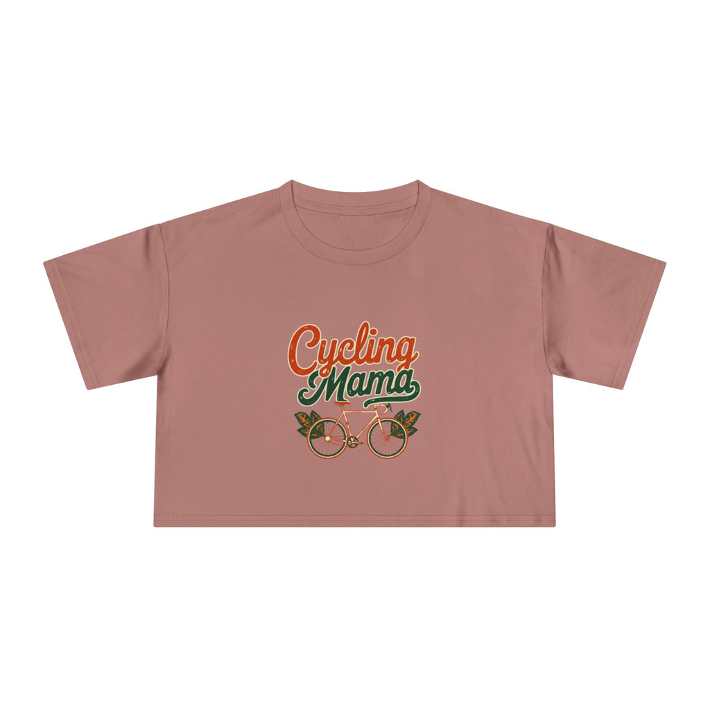 Cycling Mama Crop Tee — Retro Cycling Graphic - Magnolia Wild SC