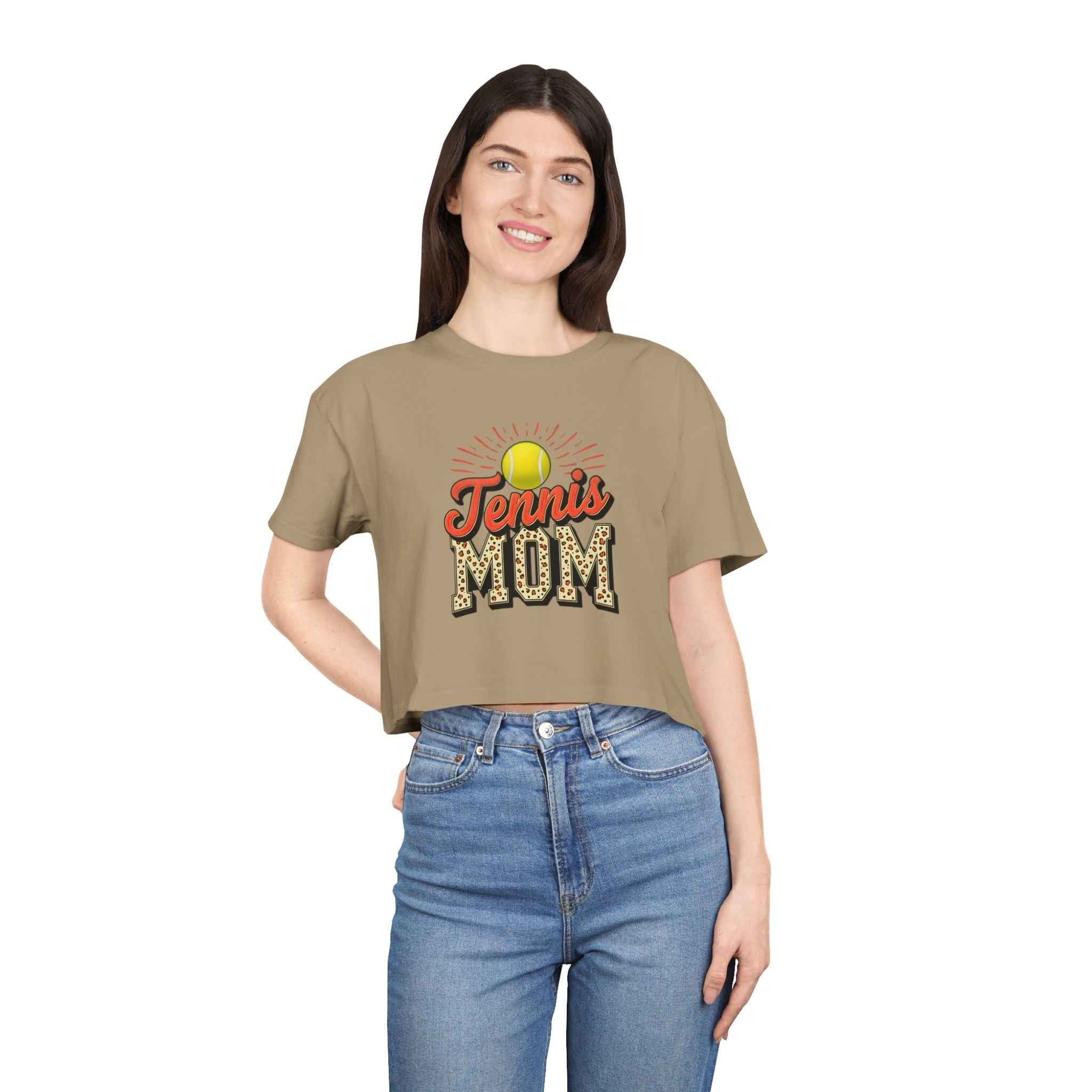 Tennis Mom Cheetah Print Crop Tee