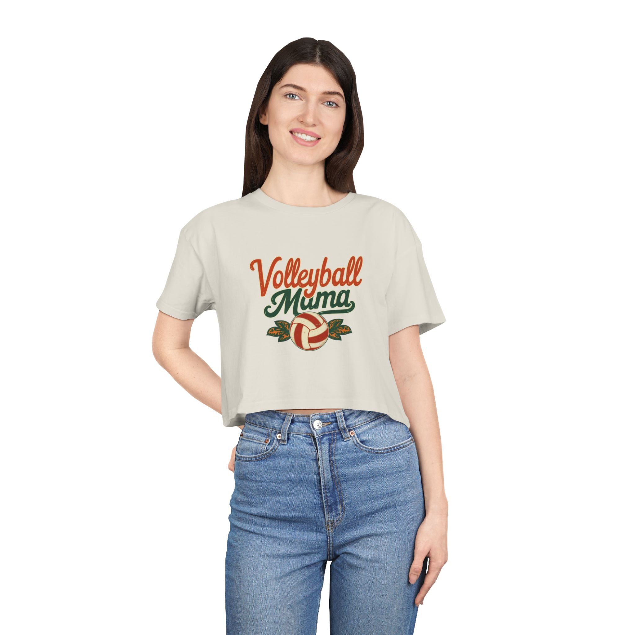 Volleyball Mama Crop Tee | Retro Volleyball Graphic, Mom Sports Top - Magnolia Wild SC