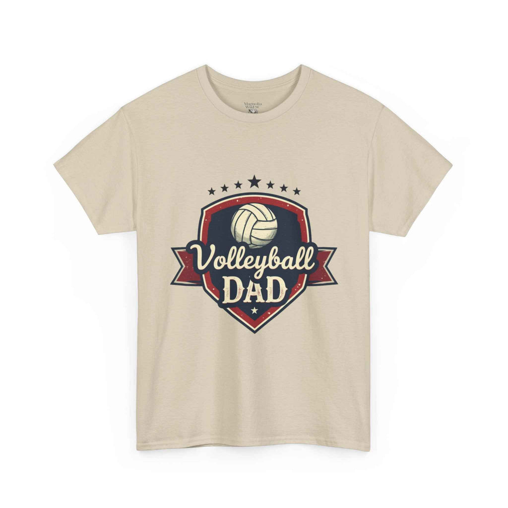 Retro Badge Style: The Vintage Volleyball Dad Shield Tee