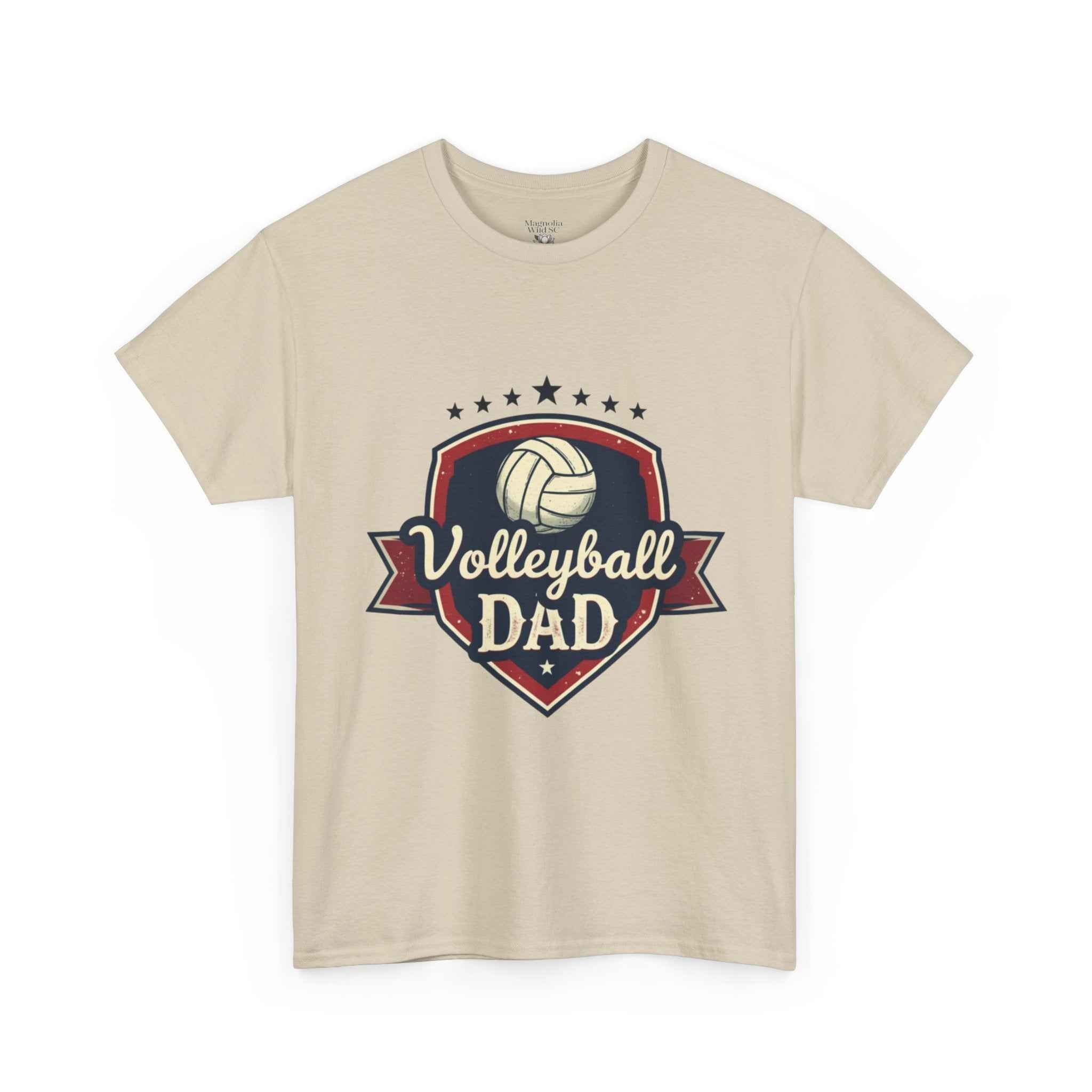 Retro Badge Style: The Vintage Volleyball Dad Shield Tee