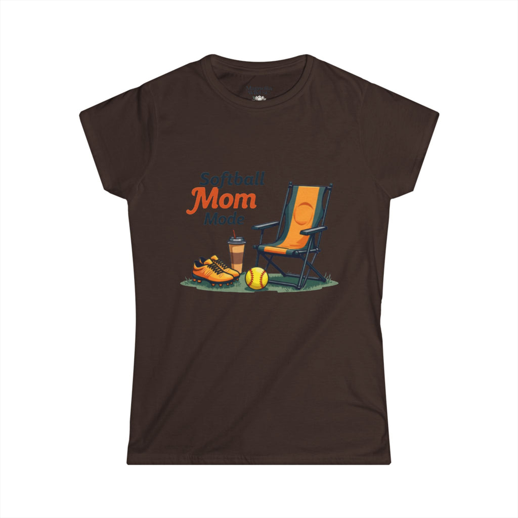 Softball Mom Mode Tee | Mom Chair, Glove & Cleats Design