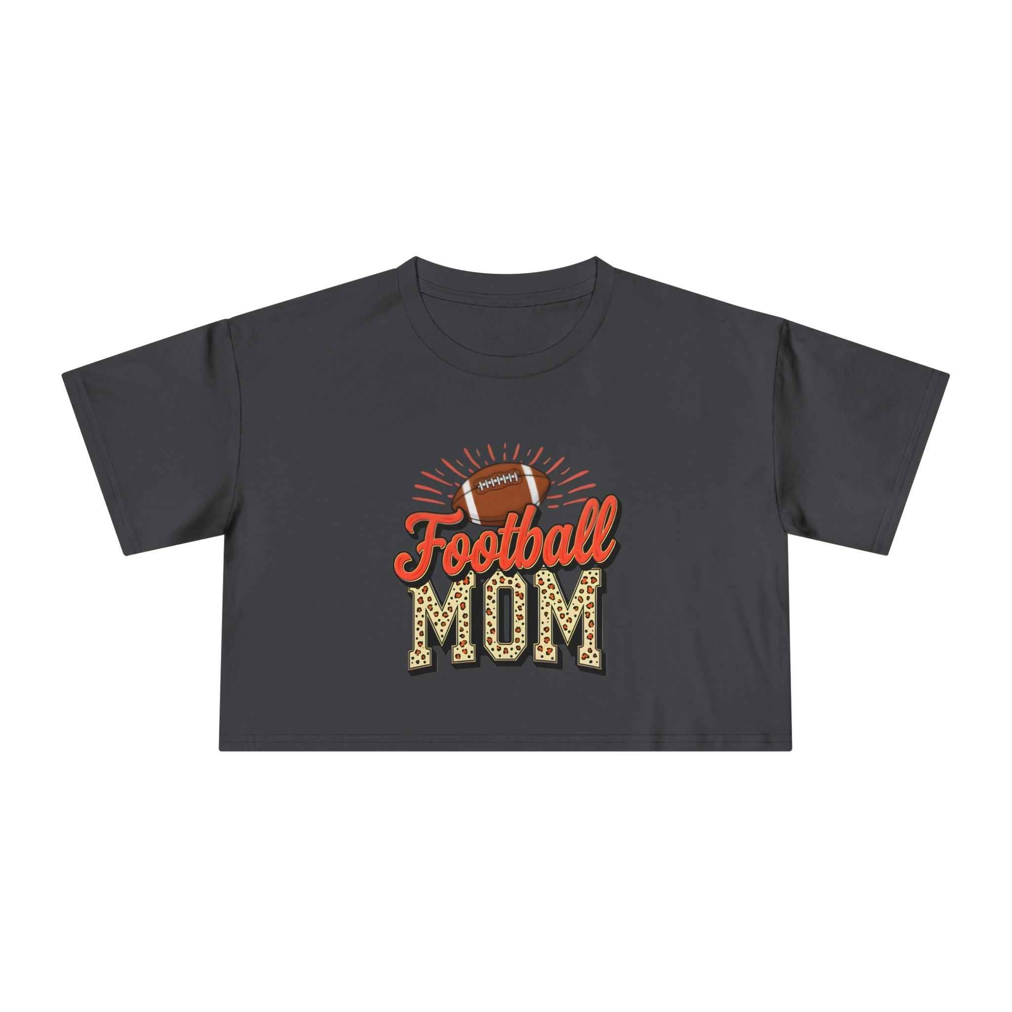 Football Mom Cheetah Print Crop Tee