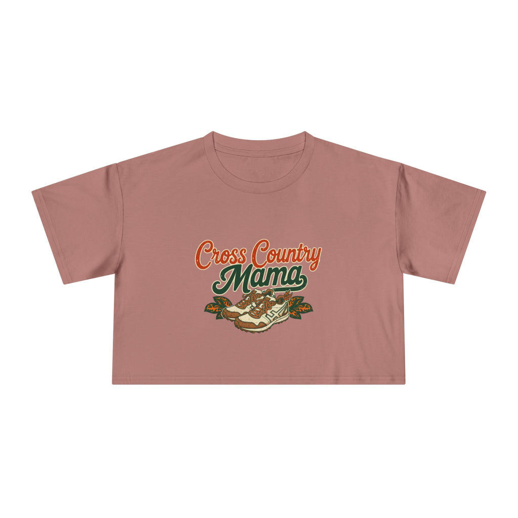 Cross Country Mama Crop Tee | Retro Cross Country Graphic, Mom Sports Top - Magnolia Wild SC