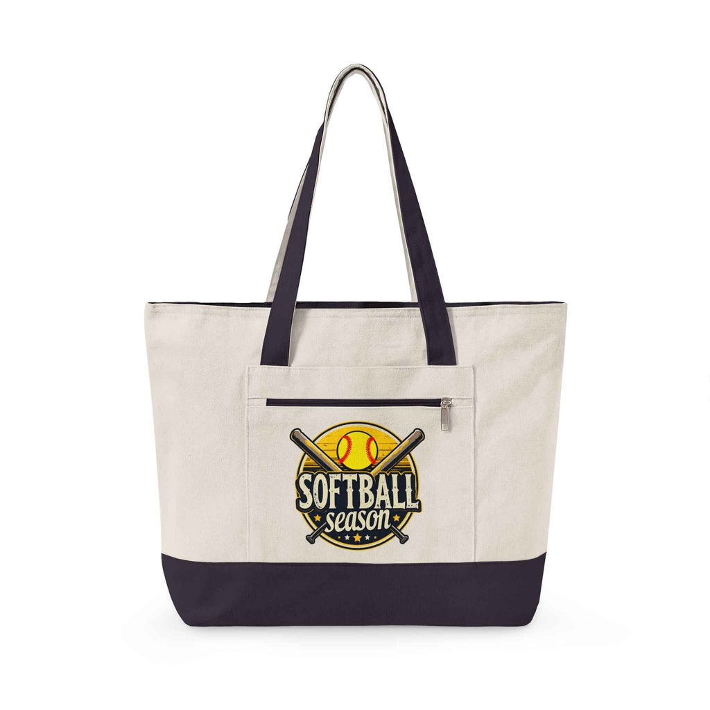 Personalized Softball Season Canvas Tote — Game Day Bag for Moms, Grandmas & Athletes