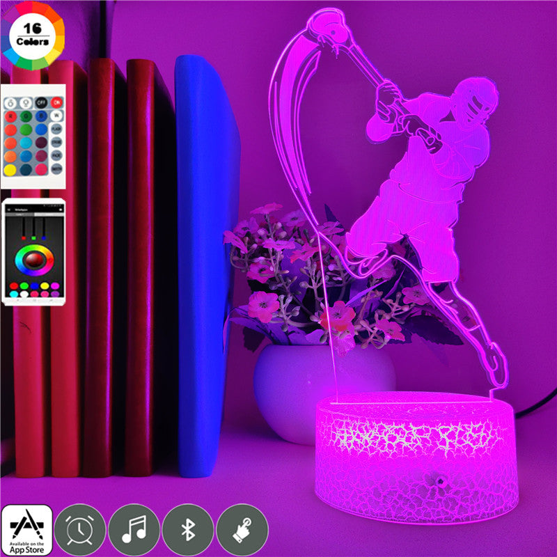 Lacrosse Sports Creative Color Gradient 3D Small Night Light - Magnolia Wild SC