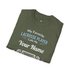 Personalized 'My Favorite Lacrosse Player Calls Me' T-Shirt — Custom Name Lacrosse Tee