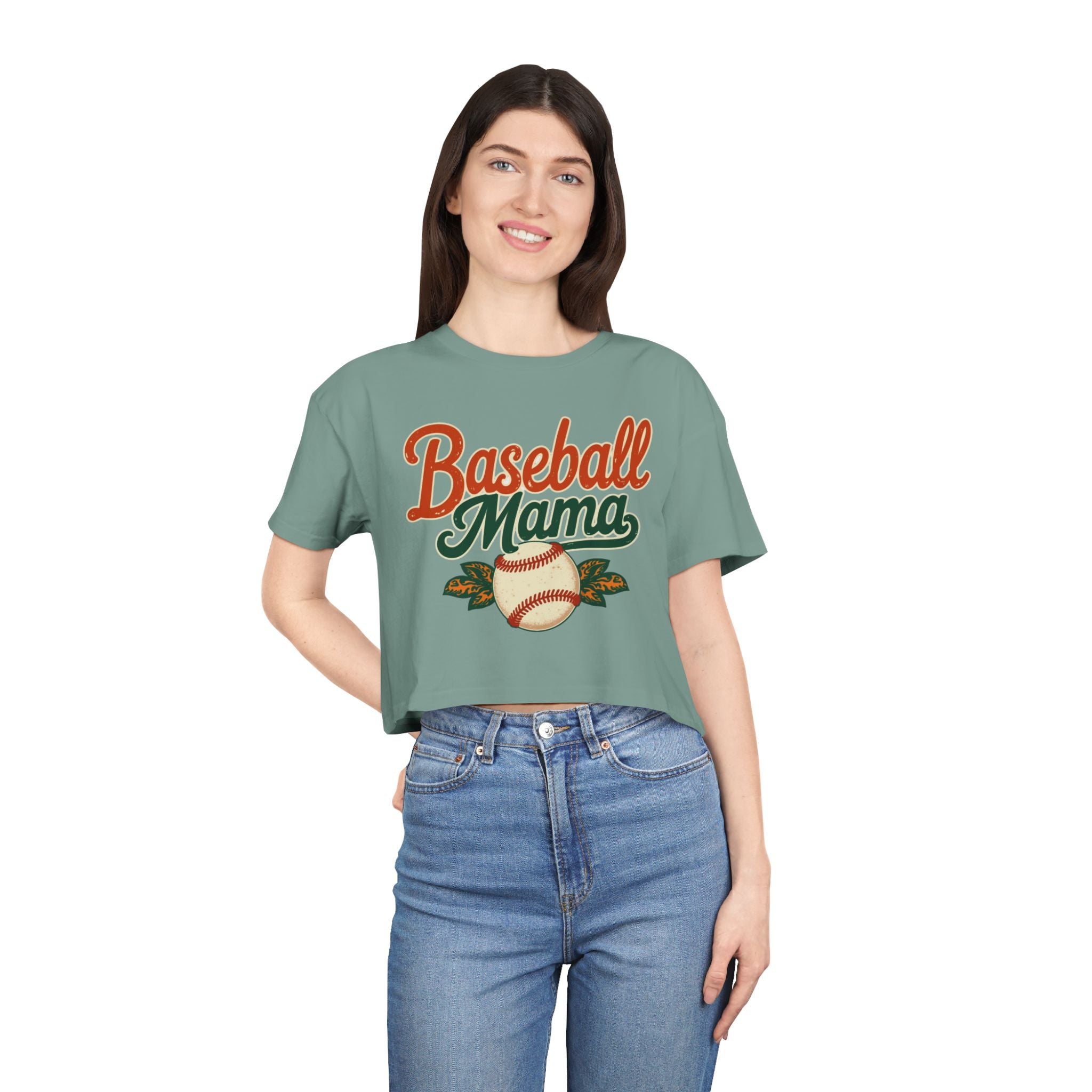Baseball Mama Crop Tee | Retro Baseball Graphic, Mom Sports Top - Magnolia Wild SC