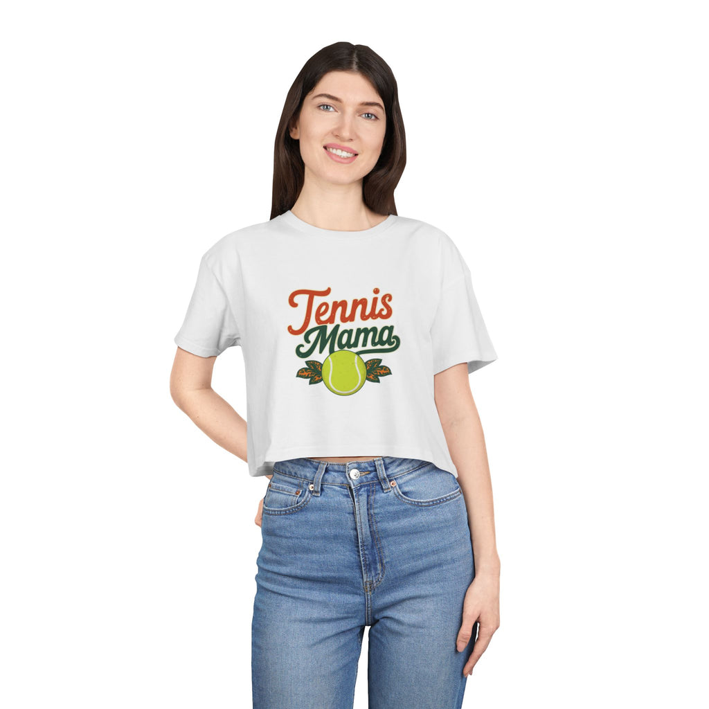 Tennis Mama Crop Tee | Retro Tennis Graphic, Mom Sports Top - Magnolia Wild SC
