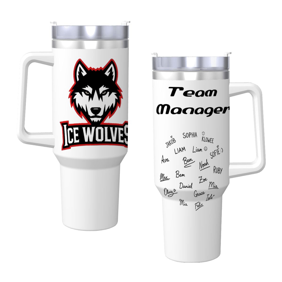 Customizable Team Spirit 40oz Insulated Tumbler with Handle and Straw for Team Manager or Coaches Gifts - Magnolia Wild SC