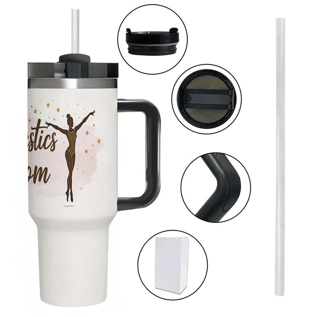 Elegant Watercolor Gymnastics Mom 40oz Tumbler with Handle and Straw - Magnolia Wild SC