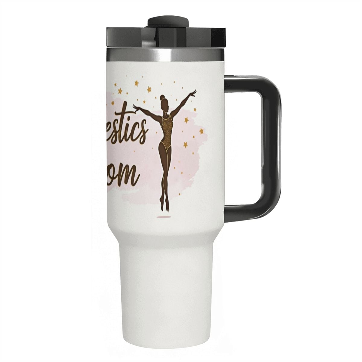 Elegant Watercolor Gymnastics Mom 40oz Tumbler with Handle and Straw - Magnolia Wild SC