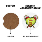 Tennis Mom Car Coasters – 2 Pack Ceramic Absorbent Cup Holder Inserts with Cork Base - Magnolia Wild SC
