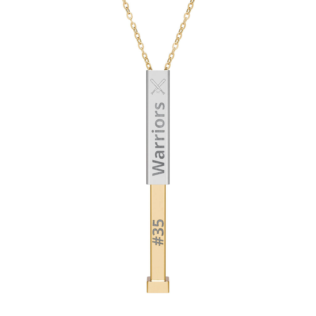 Custom Baseball/Softball Sliding Bar Necklace, Engraved Name & Number