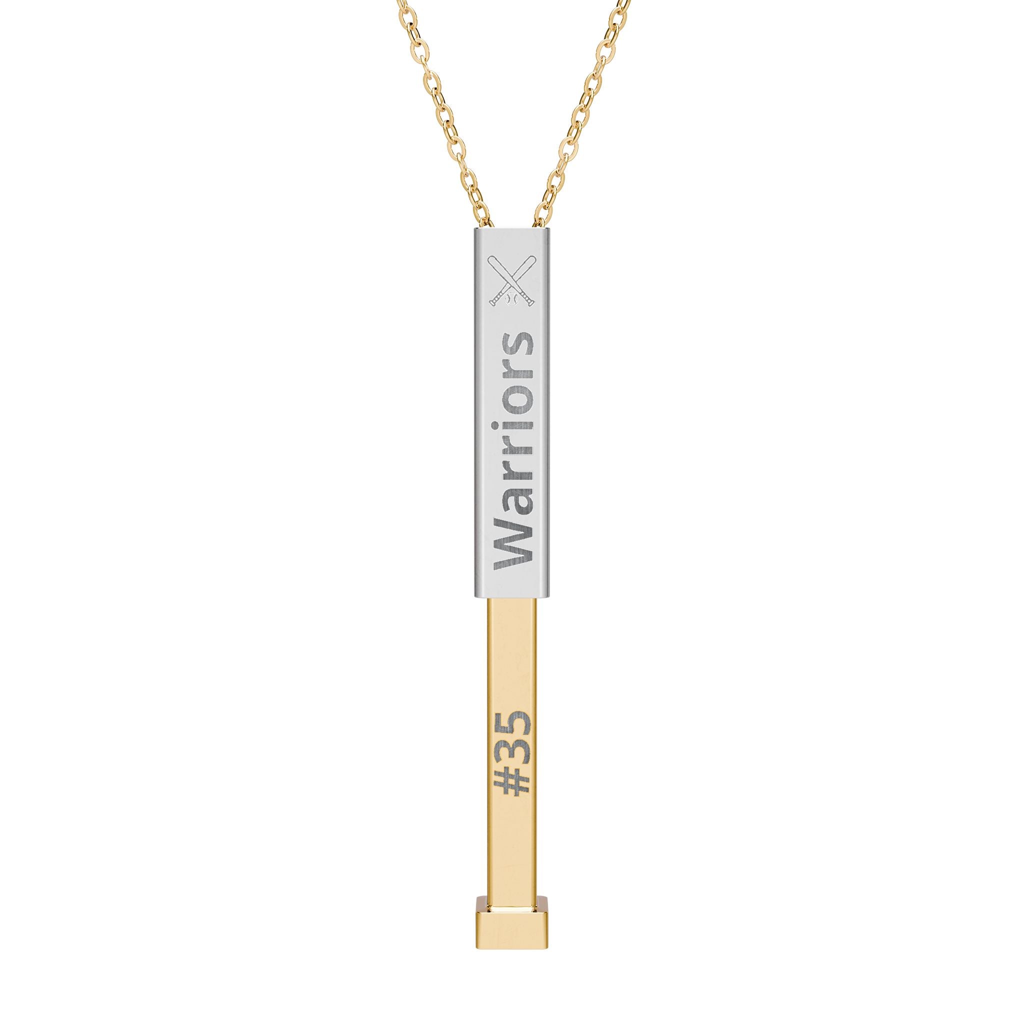 Custom Baseball/Softball Sliding Bar Necklace, Engraved Name & Number