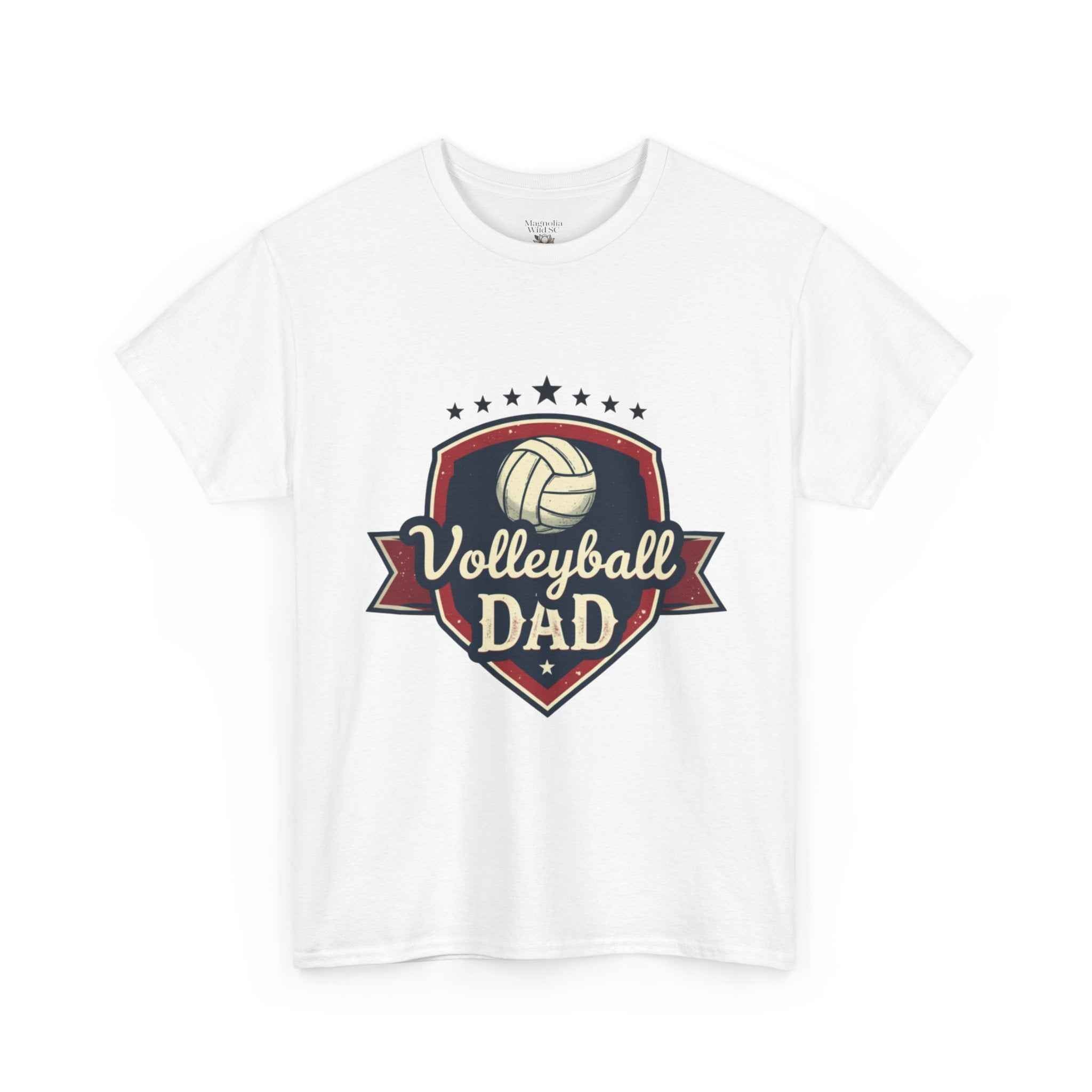 Retro Badge Style: The Vintage Volleyball Dad Shield Tee
