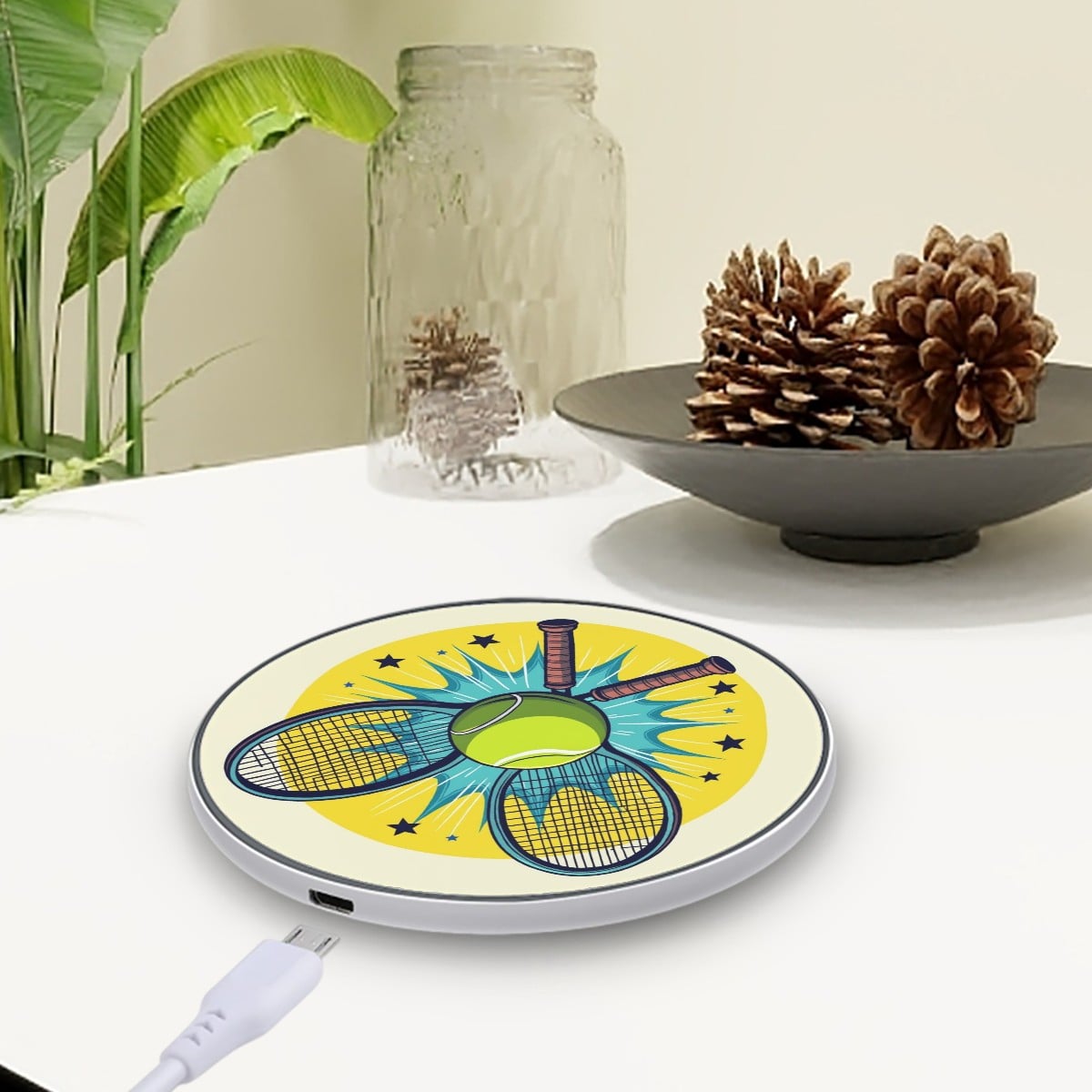 Tennis Racket Wireless Charger - Magnolia Wild SC