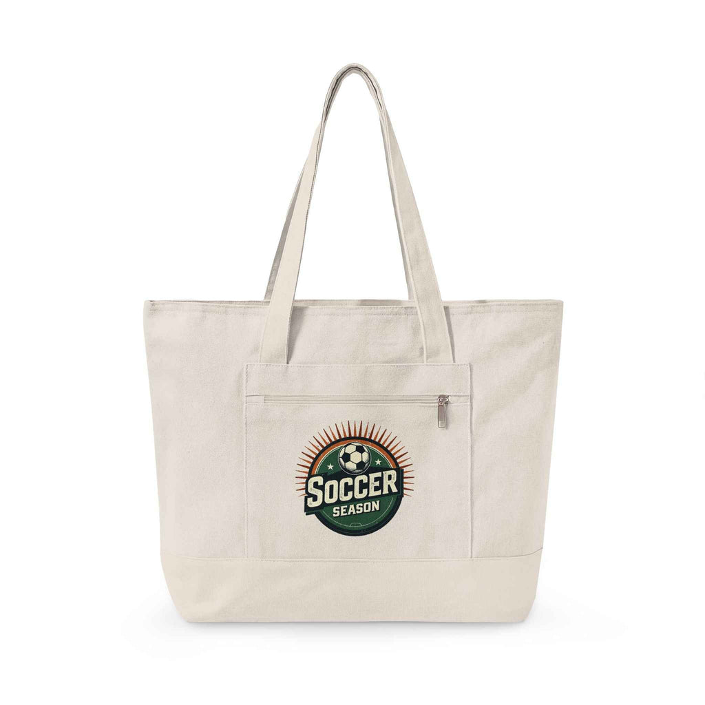 Personalized Kickoff Canvas Zippered Tote — Soccer Fans & Parents