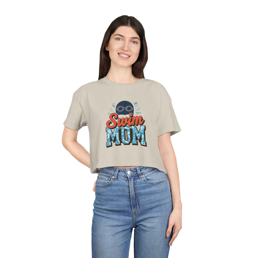 Swim Mom Print Crop Tee