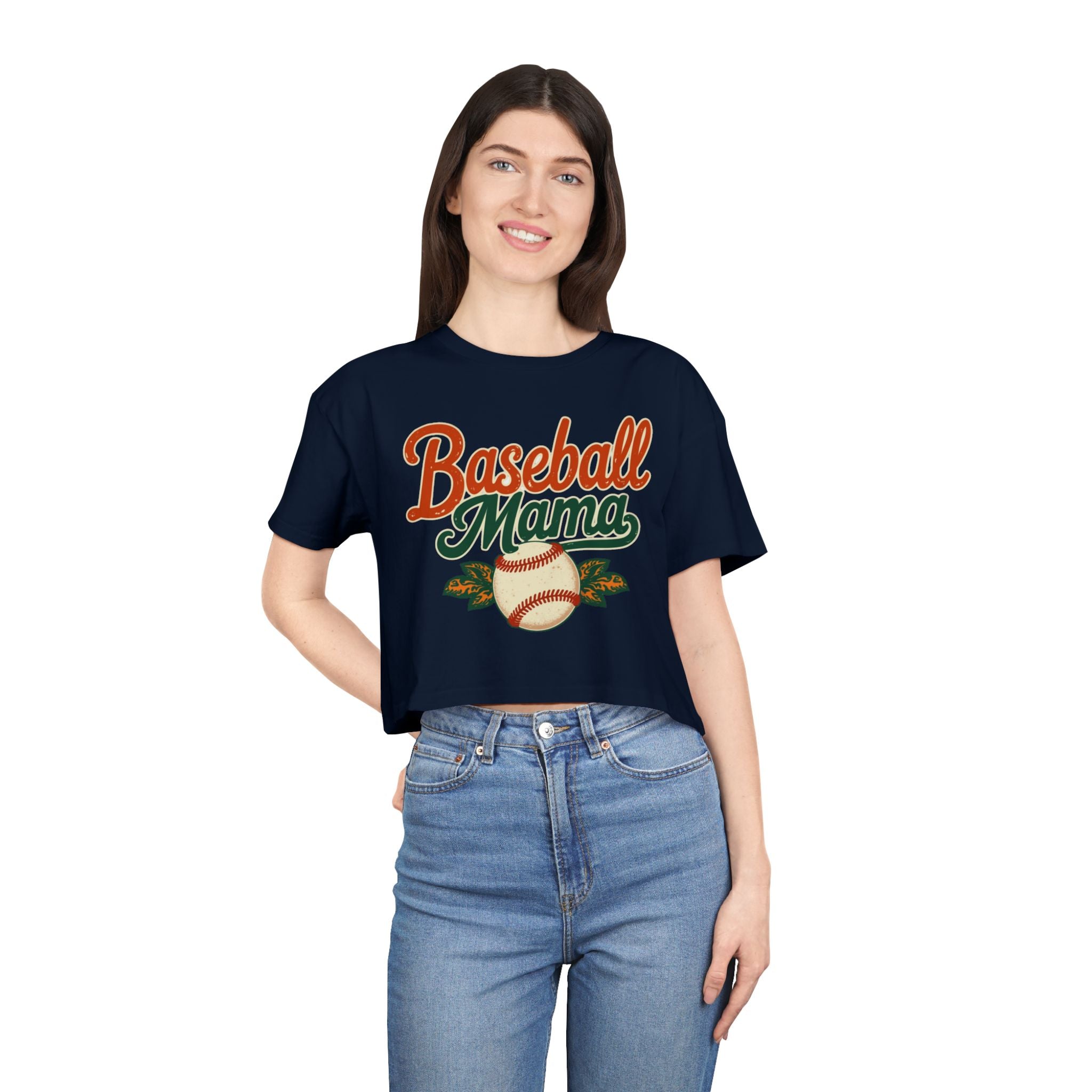 Baseball Mama Crop Tee | Retro Baseball Graphic, Mom Sports Top - Magnolia Wild SC