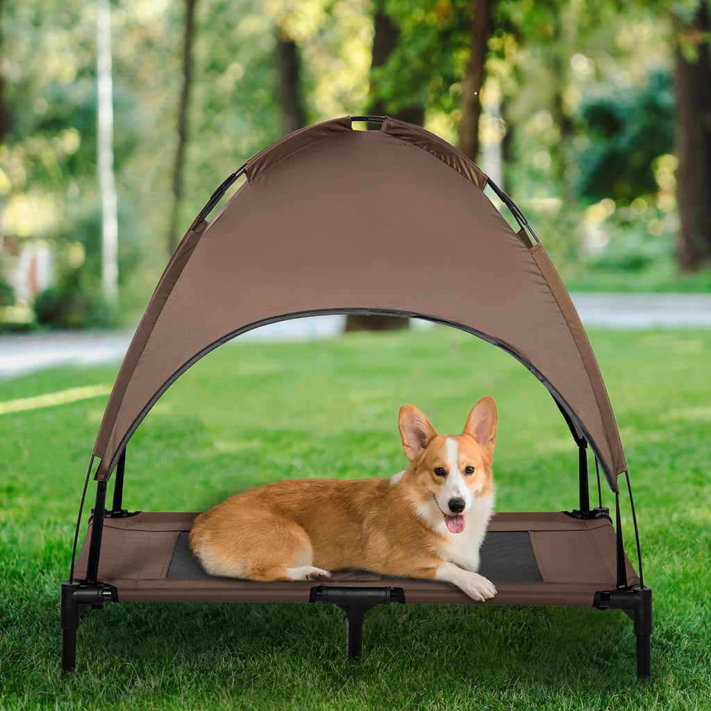 Elevated Portable Dog Cot Pet Bed with UV Protection Canopy Shade - Magnolia Wild SC