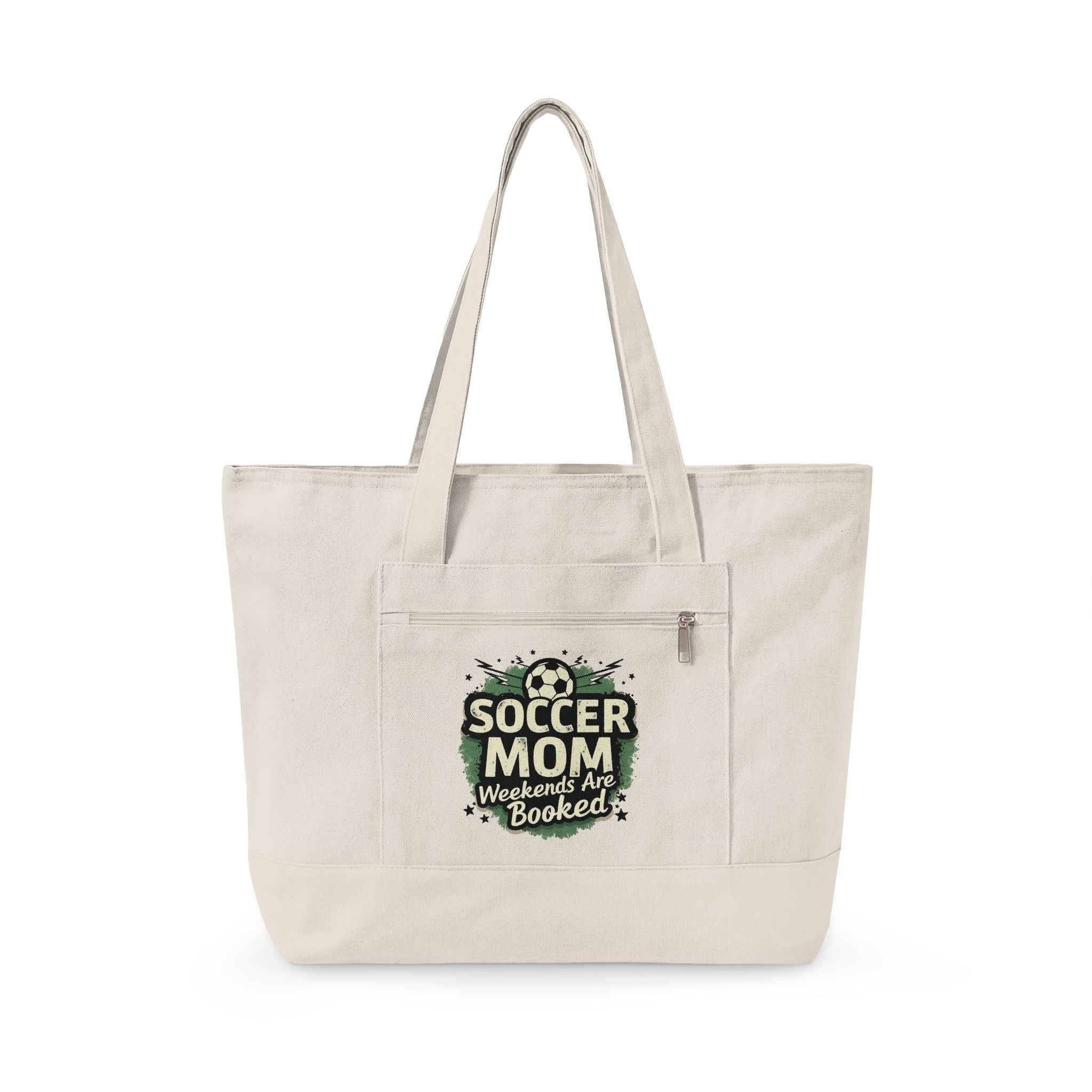 Personalized Soccer Mom Zippered Tote — Weekends Are Booked (Seriously!)