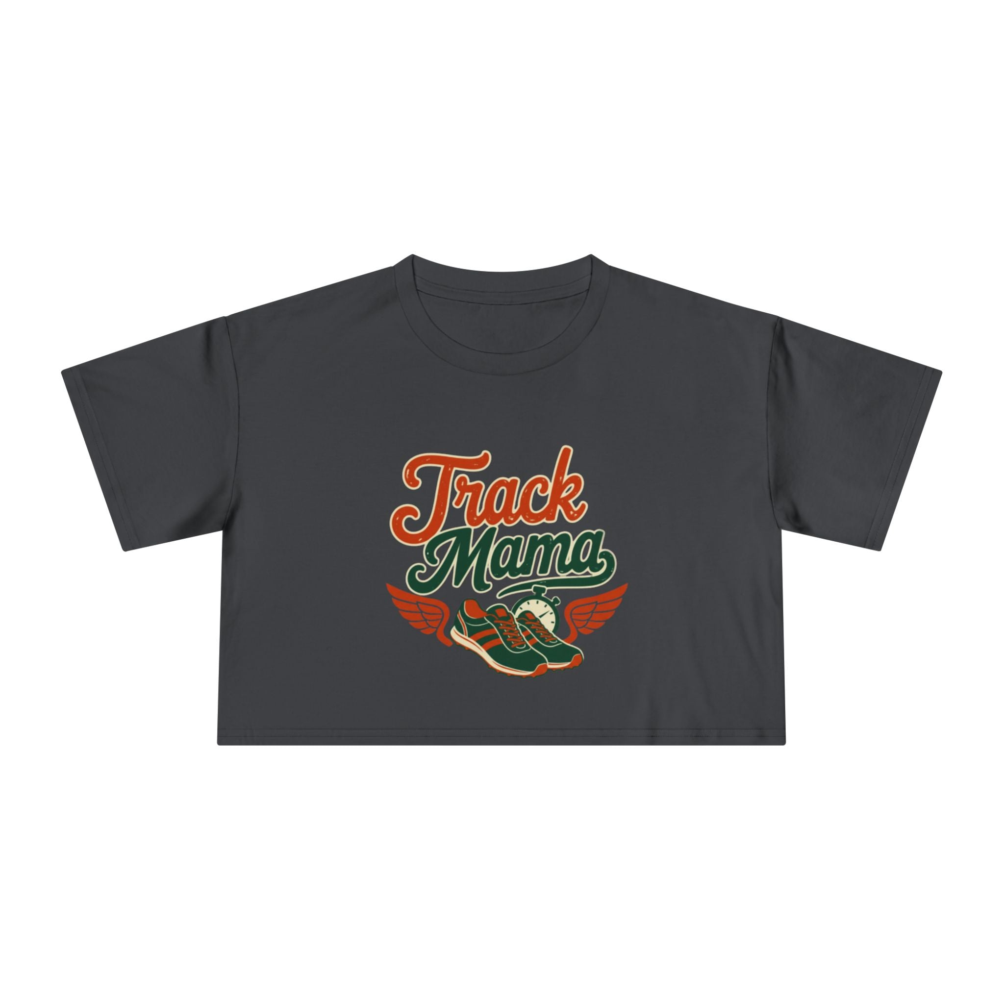 Track Mama Crop Tee | Retro Track and Field Graphic, Mom Sports Top - Magnolia Wild SC