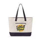Personalized Softball Mom Zippered Canvas Tote