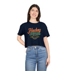 Hockey Mama Crop Tee | Retro Hockey Graphic, Mom Sports Top - Magnolia Wild SC