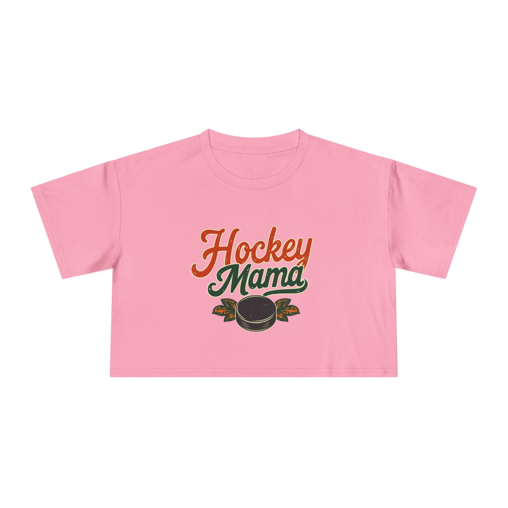Hockey Mama Crop Tee | Retro Hockey Graphic, Mom Sports Top - Magnolia Wild SC