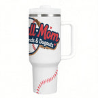 Baseball Mom "Dirt, Diamonds & Dugouts" 40oz Insulated Tumbler with Handle and Straw - Magnolia Wild SC