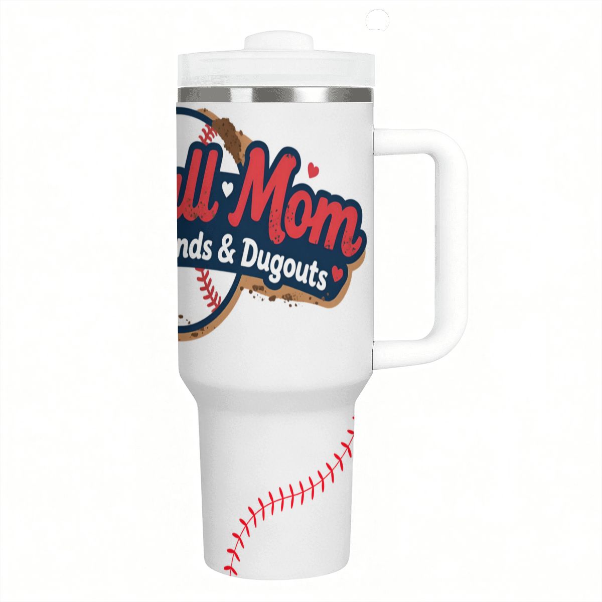 Baseball Mom "Dirt, Diamonds & Dugouts" 40oz Insulated Tumbler with Handle and Straw - Magnolia Wild SC