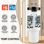 "My Kid Hits Harder Than My Alarm Clock" Hockey Mom 40oz Tumbler with Handle and Straw - Magnolia Wild SC