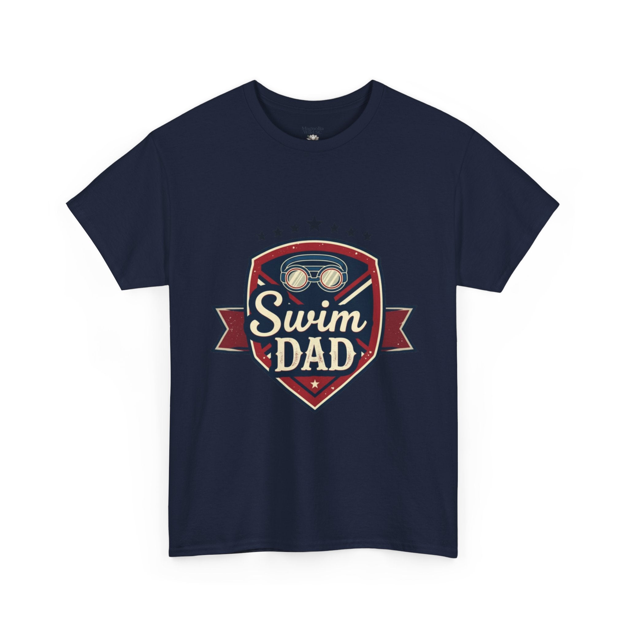 Retro Badge Style: The Vintage Swim Dad Shield Tee - Magnolia Wild SC