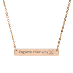 Rose gold necklace with custom engraving and a crossed baseball bat and ball icon  on a white background