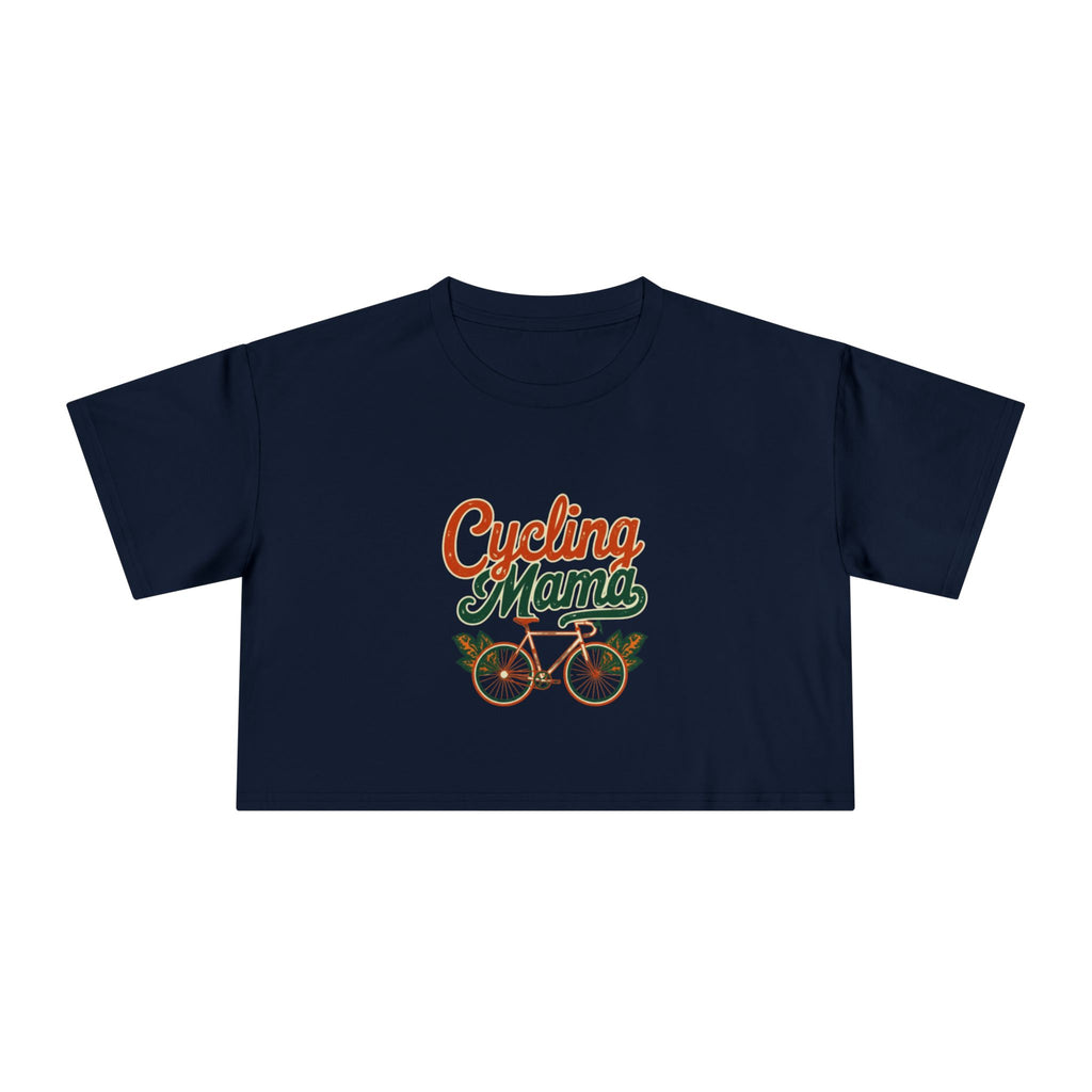 Cycling Mama Crop Tee — Retro Cycling Graphic - Magnolia Wild SC
