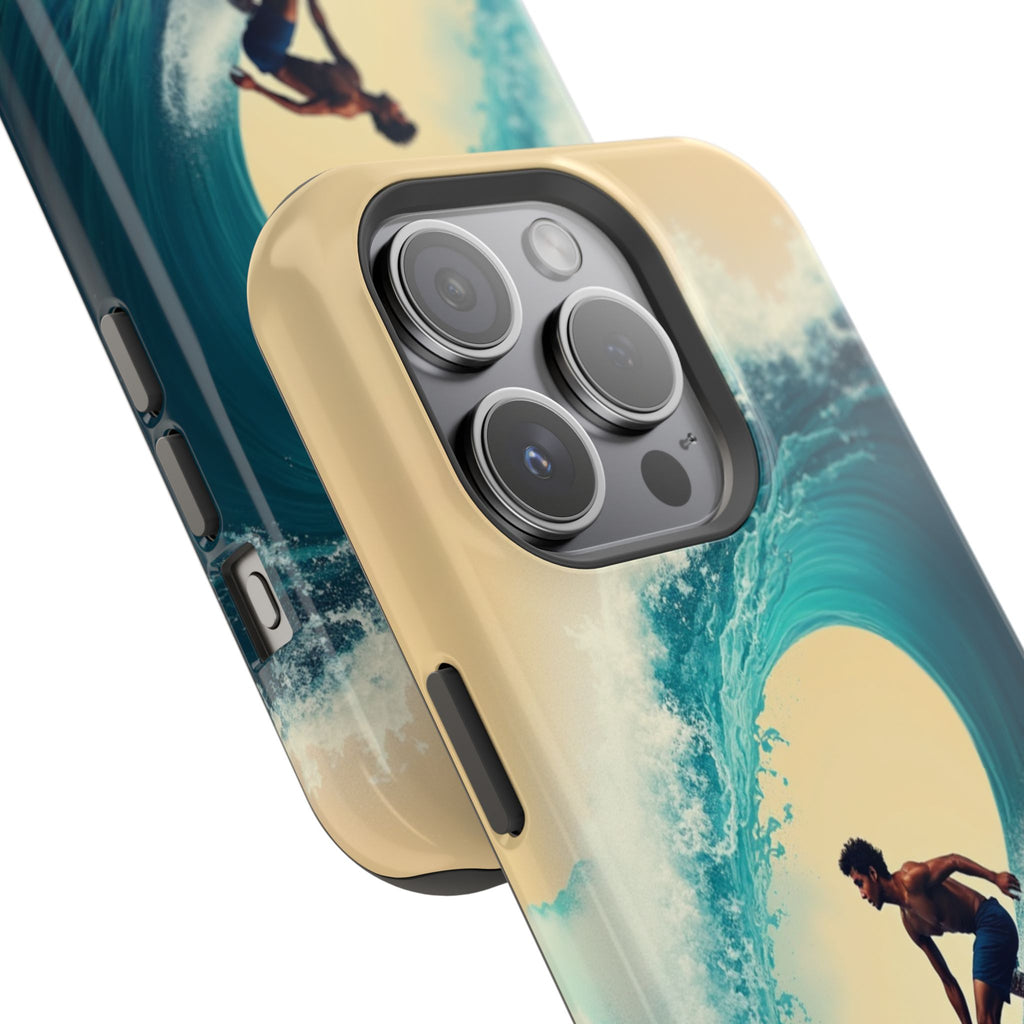 Surfer Riding a Wave iPhone Case — Magnetic Impact-Resistant - Magnolia Wild SC