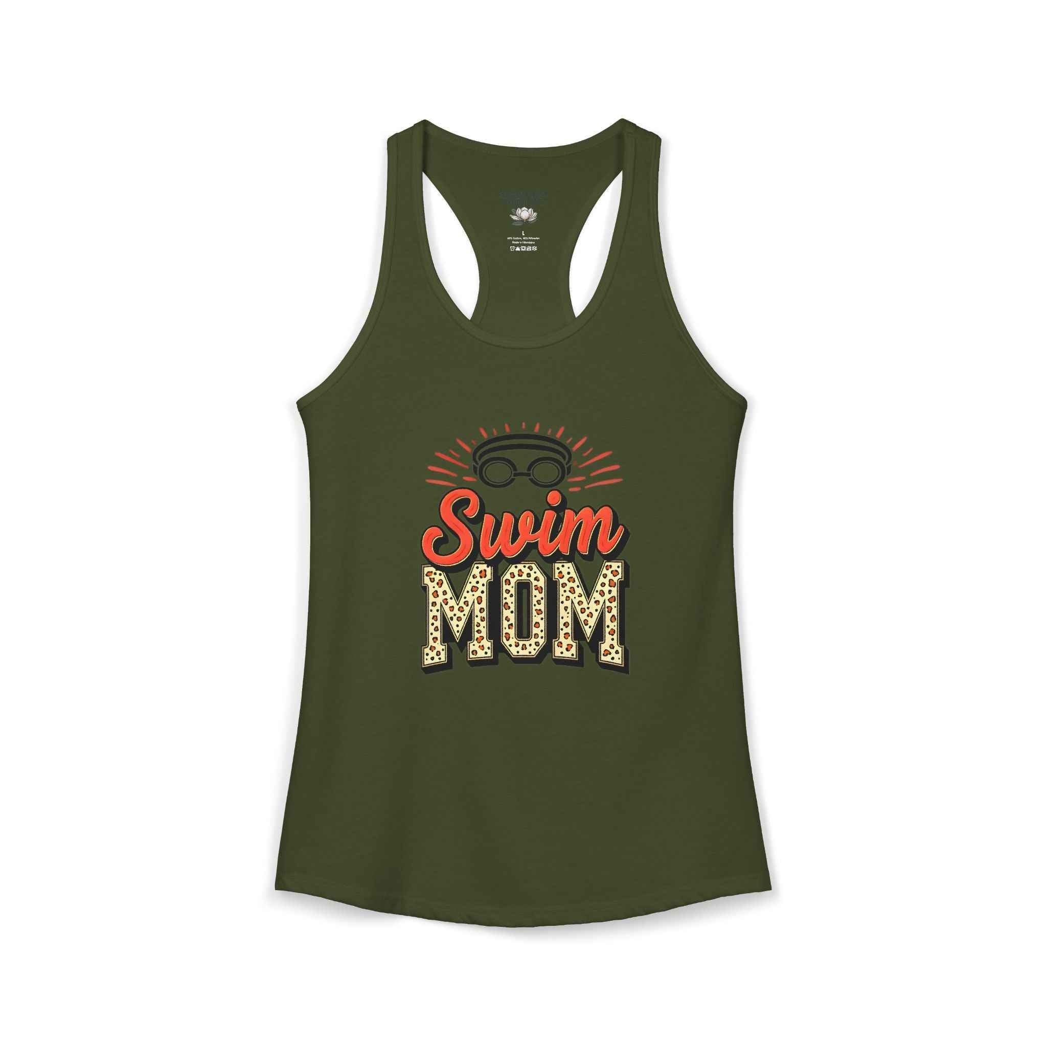 Swim Mom Racerback Tank – Personalized Name & Number Option