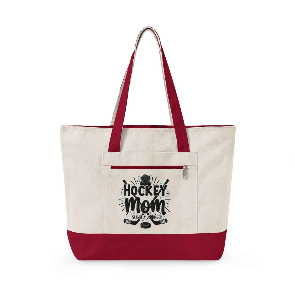Personalized "Slightly Unhinged" Hockey Parent’s Survival Zippered Tote