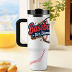 Baseball Mom "Dirt, Diamonds & Dugouts" 40oz Insulated Tumbler with Handle and Straw - Magnolia Wild SC