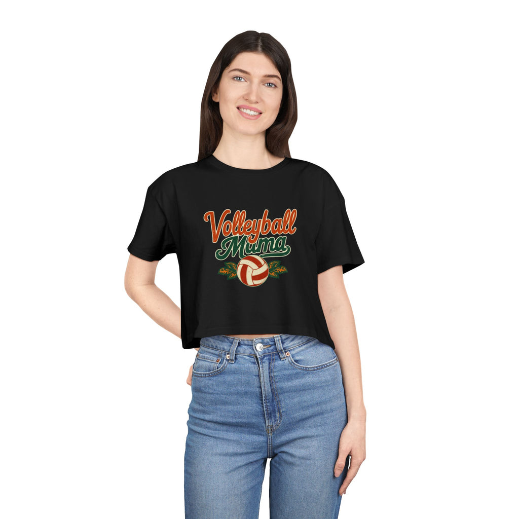 Volleyball Mama Crop Tee | Retro Volleyball Graphic, Mom Sports Top - Magnolia Wild SC
