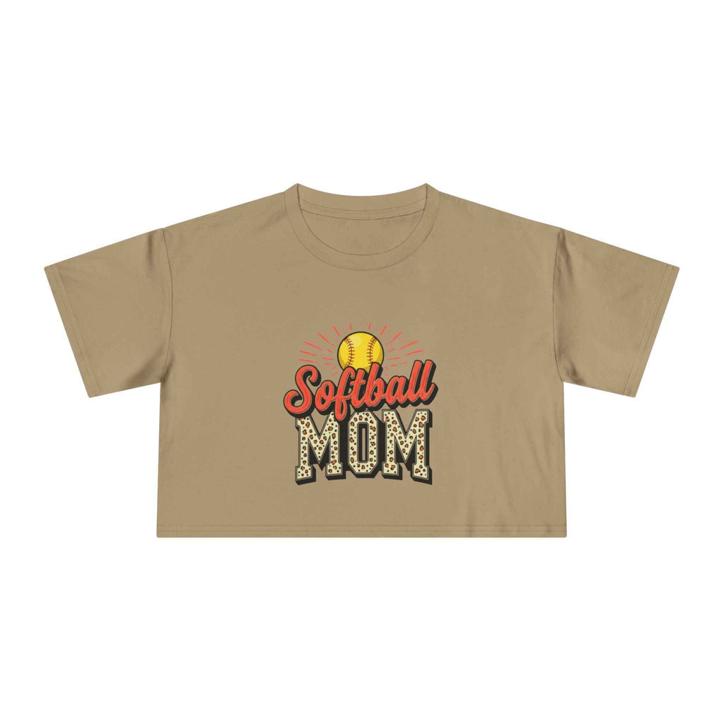 Softball Mom Cheetah Print Women's Crop Tee