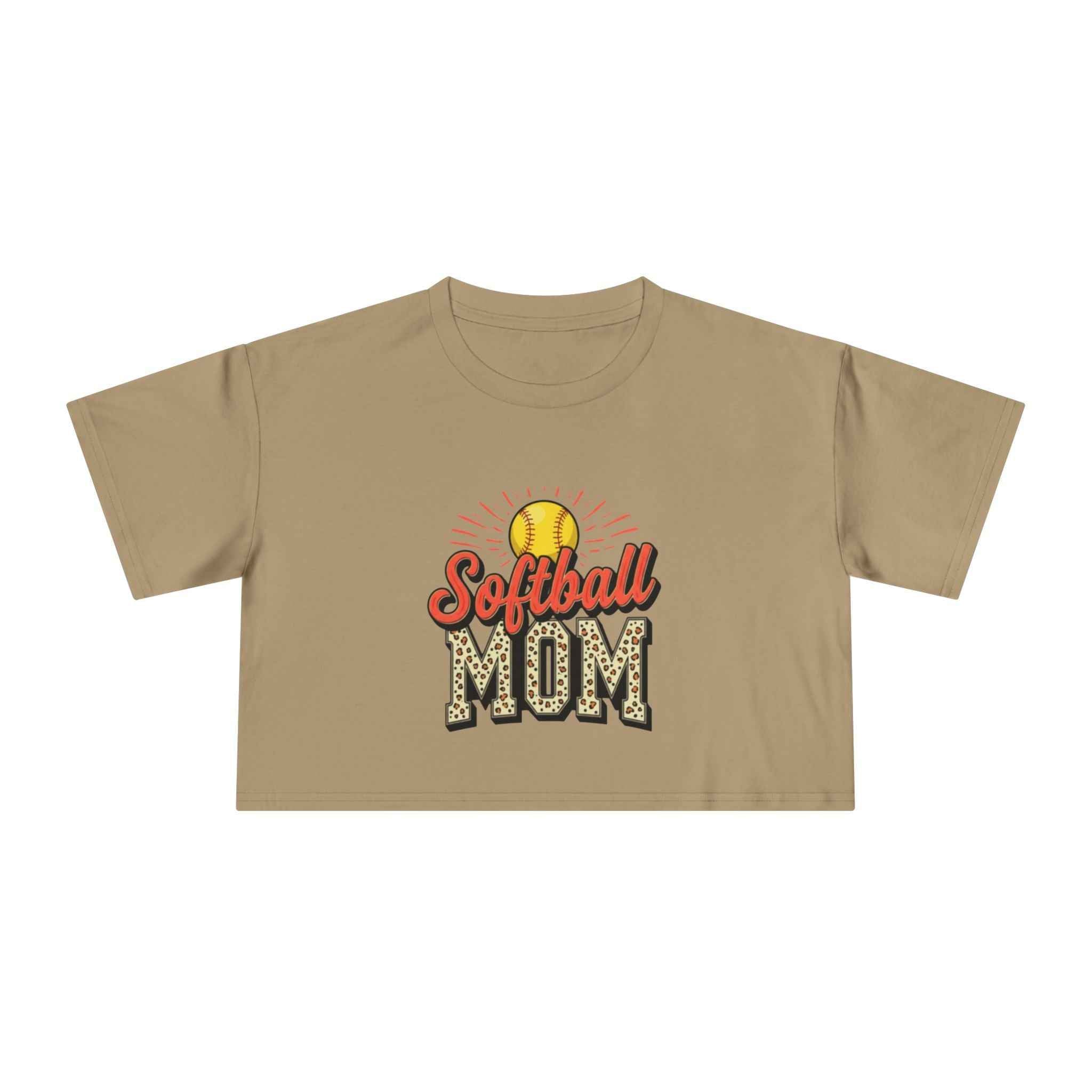 Softball Mom Cheetah Print Women's Crop Tee