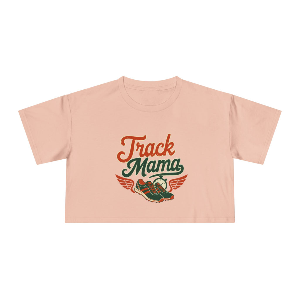 Track Mama Crop Tee | Retro Track and Field Graphic, Mom Sports Top - Magnolia Wild SC