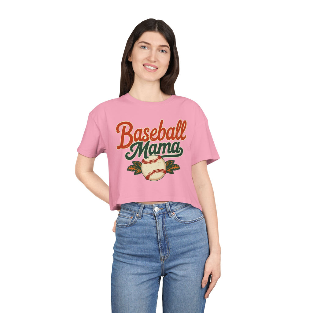 Baseball Mama Crop Tee | Retro Baseball Graphic, Mom Sports Top - Magnolia Wild SC