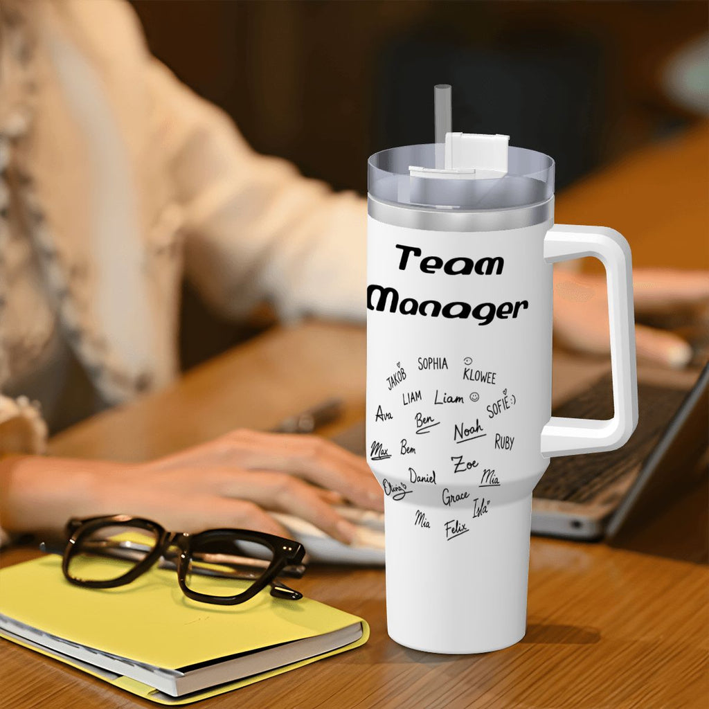 Customizable Team Spirit 40oz Insulated Tumbler with Handle and Straw for Team Manager or Coaches Gifts - Magnolia Wild SC