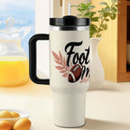 Elegant Football Mom 40oz Insulated Tumbler with Handle and Straw - Magnolia Wild SC