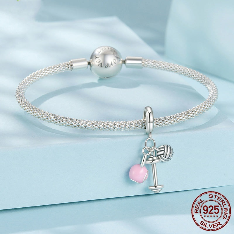 Sterling Silver Sports Bead – Volleyball & Fitness Pendant Charm - Magnolia Wild SC
